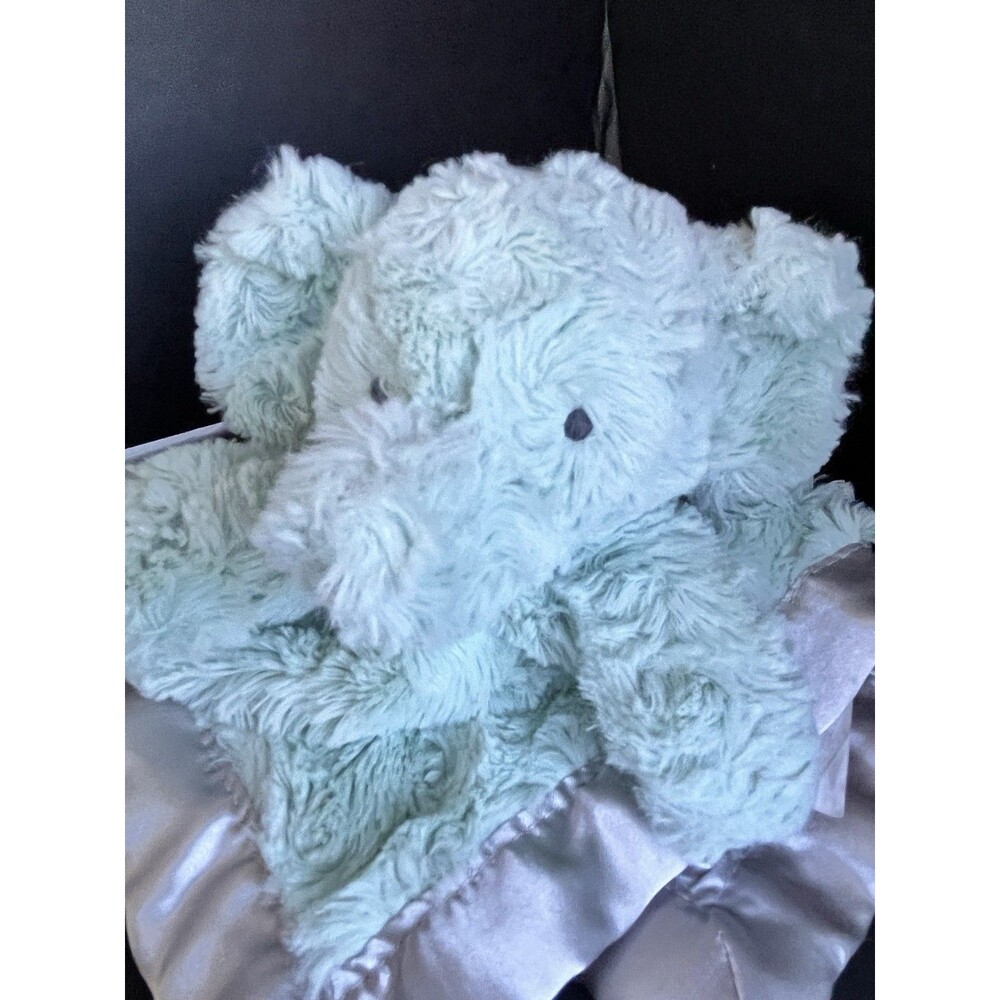 Cloud Island Elephant Security Blanket Mint Green Satin Back Lovey toy - Picture 2 of 7